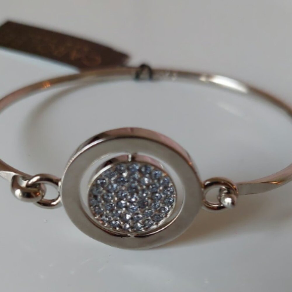 Silver & Rhinestone Word Play "Something Blue" Fidget Bangle Bracelet. NWOB.
